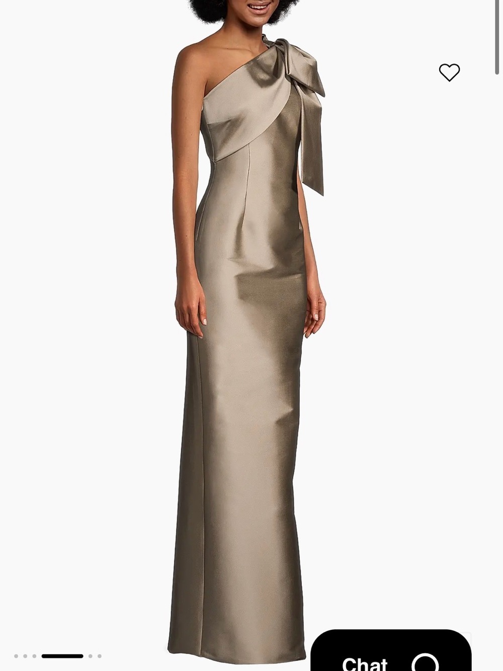 Sachin + Babi One-Shoulder Satin Gown with Shoulder Bow in Taupe - Picture 2 of 3